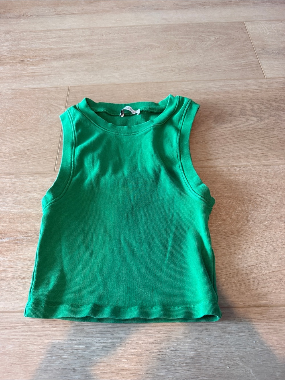 Zara Green Sleeveless Crop Tank Top